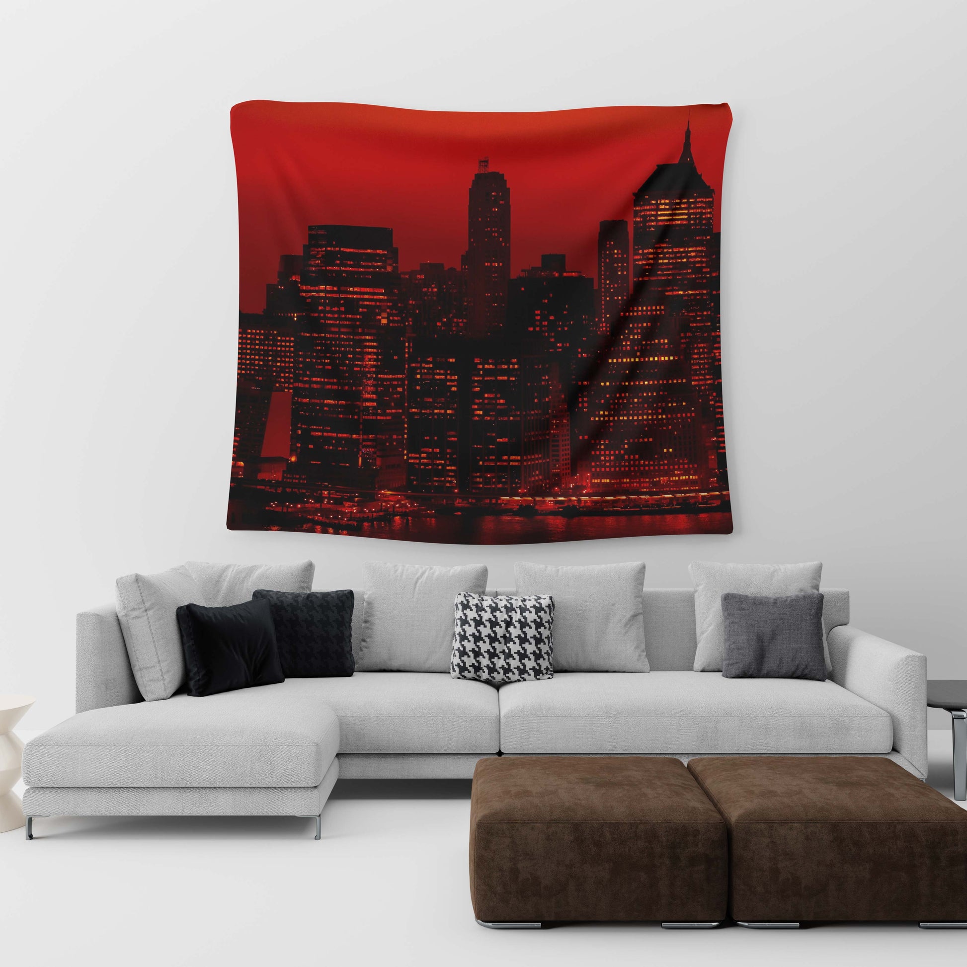 Red City Moon Tapestry Trendy Home