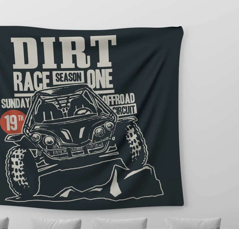 Mud-Race Car Tapestry trendy home