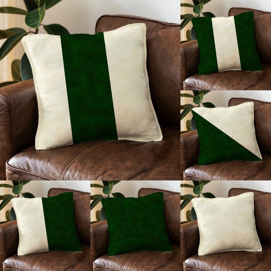 Green x White Cushion Cover All of the 6 (Save Rs:600) Trendy Home