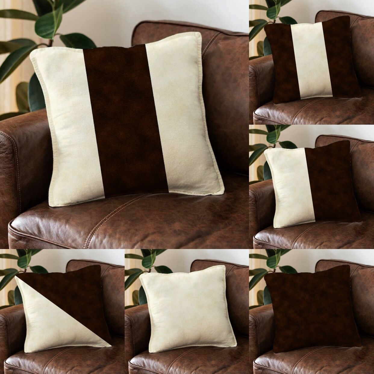 Brown x White Cushion Cover All of the 6 (Save Rs:300) trendy home