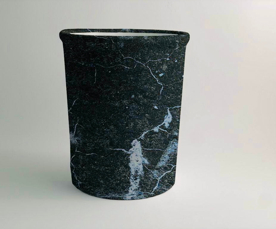 Black Hematite Marble-Stone Dustbin Trendy Home